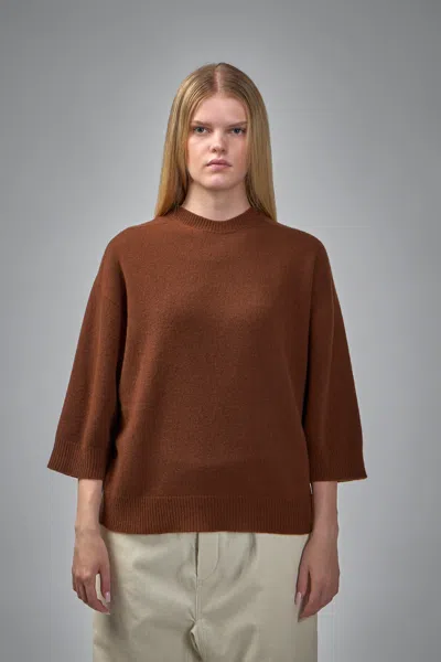 Sofie D'hoore Mouse Seamless C-neck 3/4 Sleeves Knit In Brown