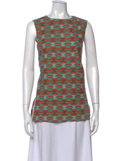 Pre-owned Sofie D'hoore Patterned Crew Neck Top In Green