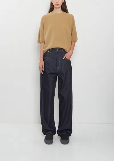 Sofie D'hoore Phill Raw Cotton Denim With Contrast Stitching Pants In Blue