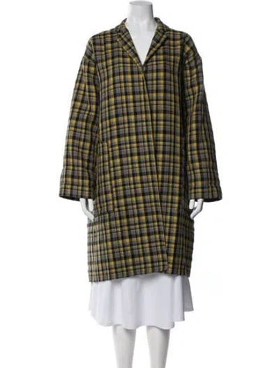 Pre-owned Sofie D'hoore Plaid Print Coat In Yellow