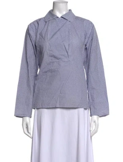 Pre-owned Sofie D'hoore Plaid Print Long Sleeve Top In Blue/white