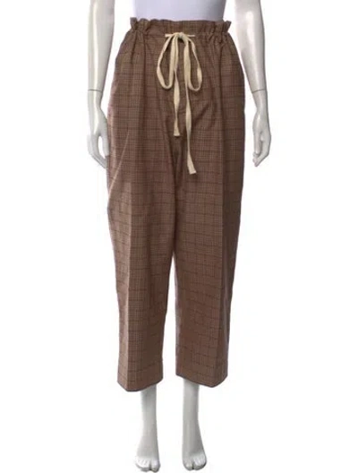 Pre-owned Sofie D'hoore Plaid Print Straight Leg Pants In Brown