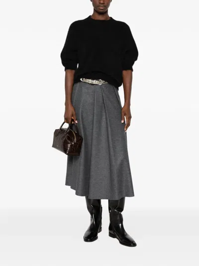 Sofie D'hoore Pleated A-line Midi Skirt In Gray