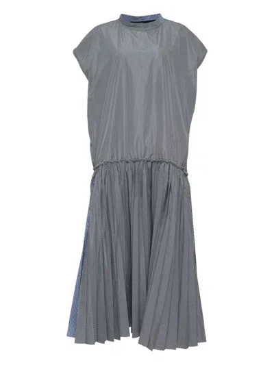 Sofie D'hoore Pleated-panel Shirt Dress In Gray