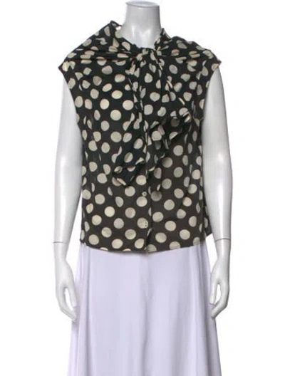 Pre-owned Sofie D'hoore Polka Dot Print Tie Neck Blouse In Black