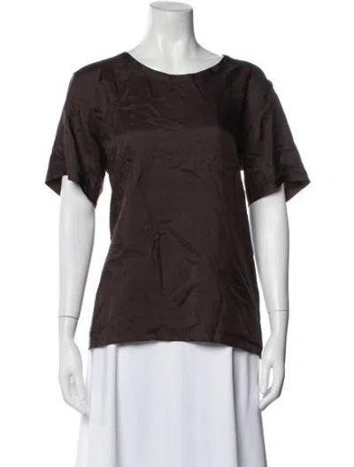 Pre-owned Sofie D'hoore Silk Crew Neck Top In Brown
