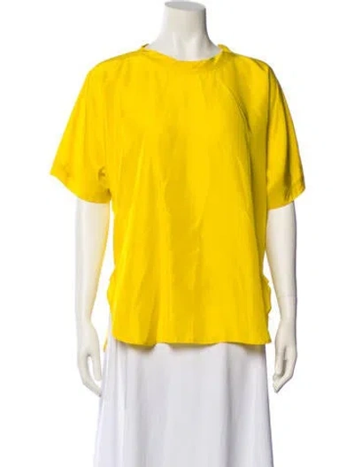 Pre-owned Sofie D'hoore Silk Crew Neck T-shirt In Yellow