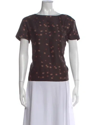 Pre-owned Sofie D'hoore Silk Printed Top In Brown
