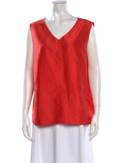 Pre-owned Sofie D'hoore Silk V-neck Top In Orange