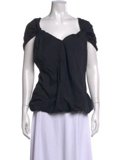 Pre-owned Sofie D'hoore Square Neckline Short Sleeve Blouse In Black