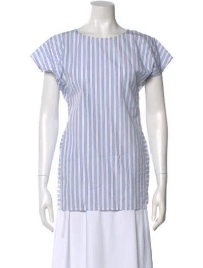 Pre-owned Sofie D'hoore Striped Crew Neck Top In White