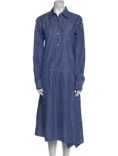 Pre-owned Sofie D'hoore Striped Long Dress In Blue