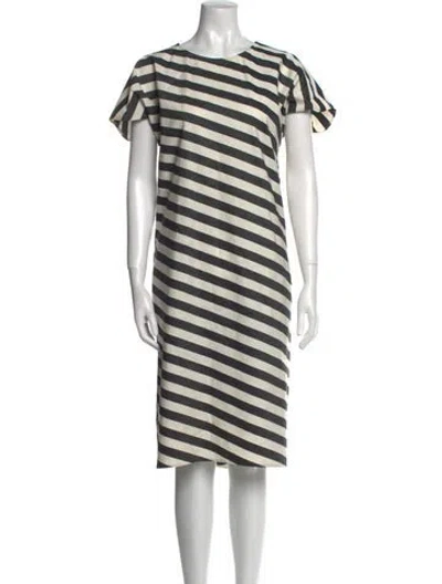 Pre-owned Sofie D'hoore Striped Midi Length Dress In White