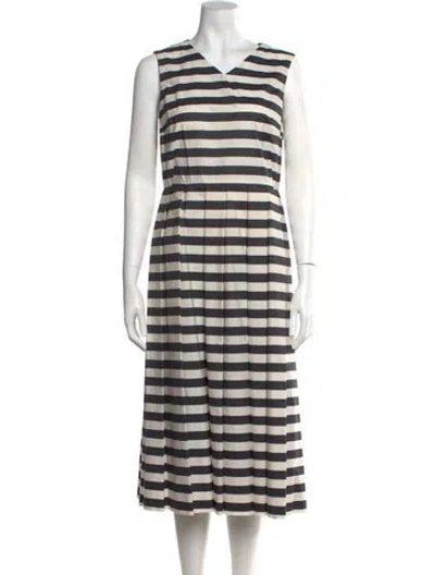 Pre-owned Sofie D'hoore Striped Midi Length Dress In White