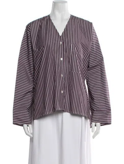 Pre-owned Sofie D'hoore Striped V-neck Button-up Top In Multicolor