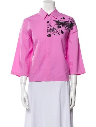 Pre-owned Sofie D'hoore Three-quarter Sleeve Polo In Pink