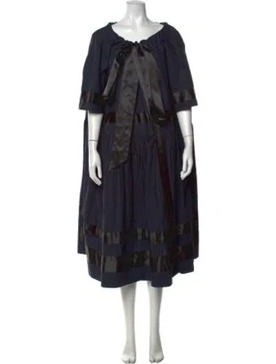 Pre-owned Sofie D'hoore Tie Neck Midi Length Dress In Blue