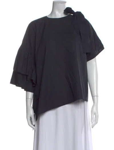 Pre-owned Sofie D'hoore Tie Neck Short Sleeve Blouse In Blue