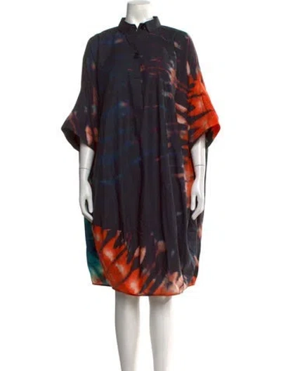 Pre-owned Sofie D'hoore Tie-dye Print Midi Length Dress In Black