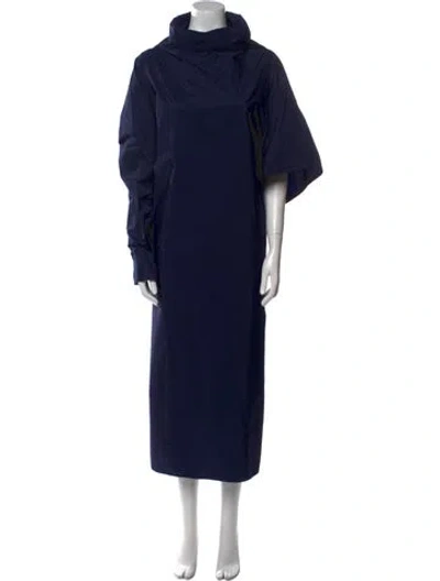 Pre-owned Sofie D'hoore Turtleneck Long Dress In Blue
