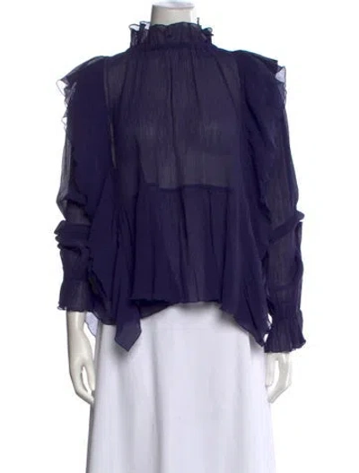 Pre-owned Sofie D'hoore Turtleneck Long Sleeve Blouse In Blue