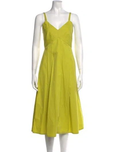 Pre-owned Sofie D'hoore V-neck Midi Length Dress In Yellow