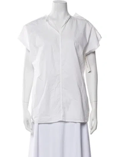Pre-owned Sofie D'hoore V-neck Short Sleeve Button-up Top In White