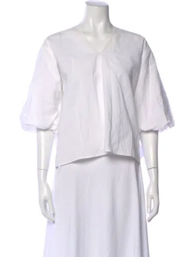 Pre-owned Sofie D'hoore V-neck Short Sleeve Top In White