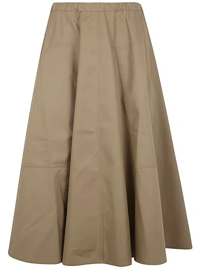 Sofie D'hoore Wide Midi Skirt With Big Patched Pockets In Brown
