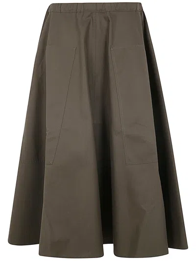 Sofie D'hoore Wide Midi Skirt With Big Patched Pockets In Green