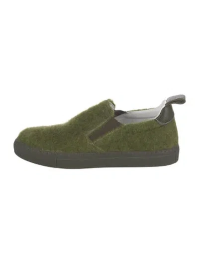 Pre-owned Sofie D'hoore Wool Leather Trim Embellishment Sneakers In Green