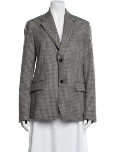 Pre-owned Sofie D'hoore Wool Plaid Print Blazer In Grey