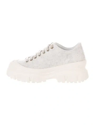 Pre-owned Sofie D'hoore Wool Tweed Pattern Chunky Sneakers In White