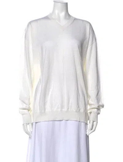 Pre-owned Sofie D'hoore Wool V-neck Sweater In White