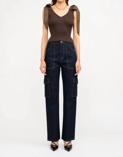 Sofie The Label Add A Bow Knit Tank Top In Brown