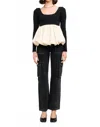 Sofie The Label Agnes Scoop Neck Bubble Hem Blouse In Multi In Black