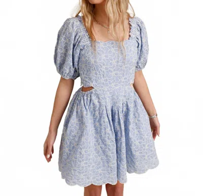 Sofie The Label April Embroidered Cut Out Mini Dress In Blue
