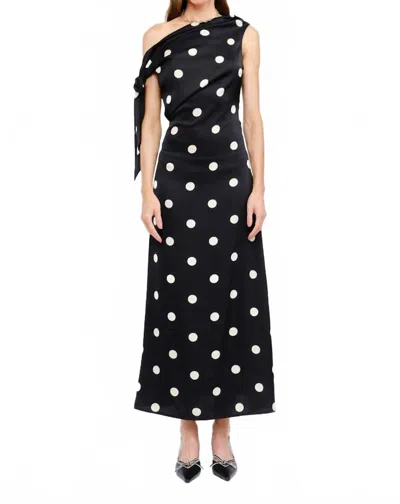 SOFIE THE LABEL ASTRID POLKA DOT MIDI DRESS IN BLACK