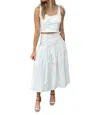 SOFIE THE LABEL AUDREY RUCHED MIDI SKIRT IN WHITE