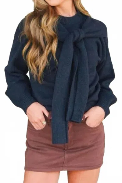 Sofie The Label Beau Sweater With Shoulder Ties In Navy In Blue