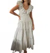 Sofie The Label Bella Stripe Tiered Ruffle Midi Dress In Navy In Multi