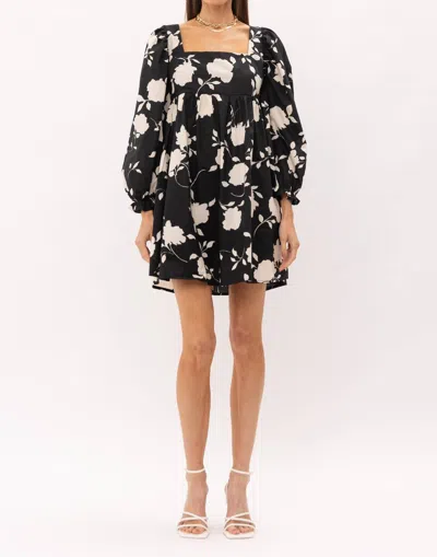 Sofie The Label Berkley Floral Babydoll Mini Dress In Black/ Cream In Multi