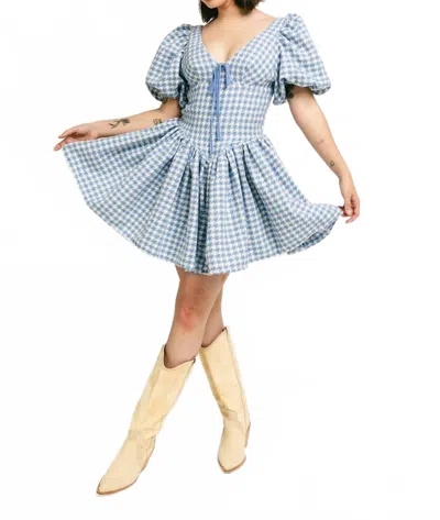 Sofie The Label Blair Houndstooth Mini Dress In Blue In Multi