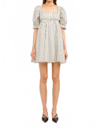 Sofie The Label Bobbi Mini Dress In Ivory Striped In Multi