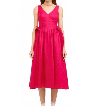 Sofie The Label Bow Dress In Red In Pink