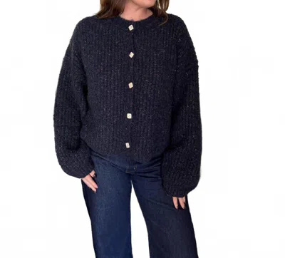Sofie The Label Briar Speckled Knit Button Cardigan In Navy In Blue
