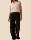 Sofie The Label Brooks Pleated Wide Leg Trouser In Olive In Green