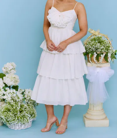 Sofie The Label Call You Mine Tiered Midi Dress In Ivory In White