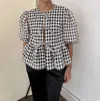 Sofie The Label Cara Cotton Poplin Tie Gingham Top In Black Gingham In Multi