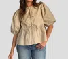 Sofie The Label Cara Cotton Poplin Tie Top In Beige In Beige